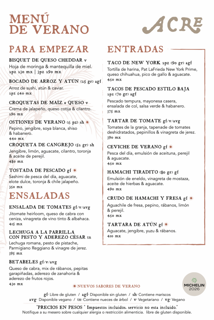Acre summer season menu esp 01