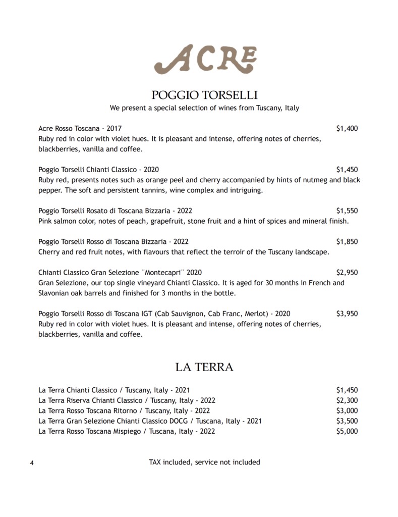 Acre wine list may2026