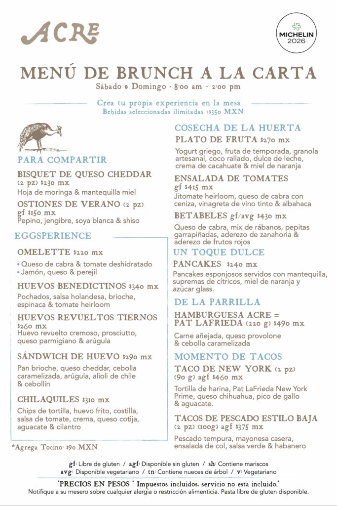 Acre Brunch A la Carte Menu ESP Ago26