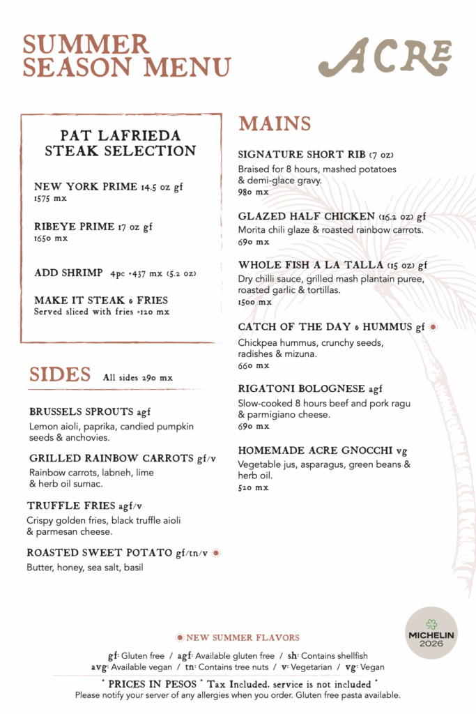 Acre Summer Season Menu ago26 eng