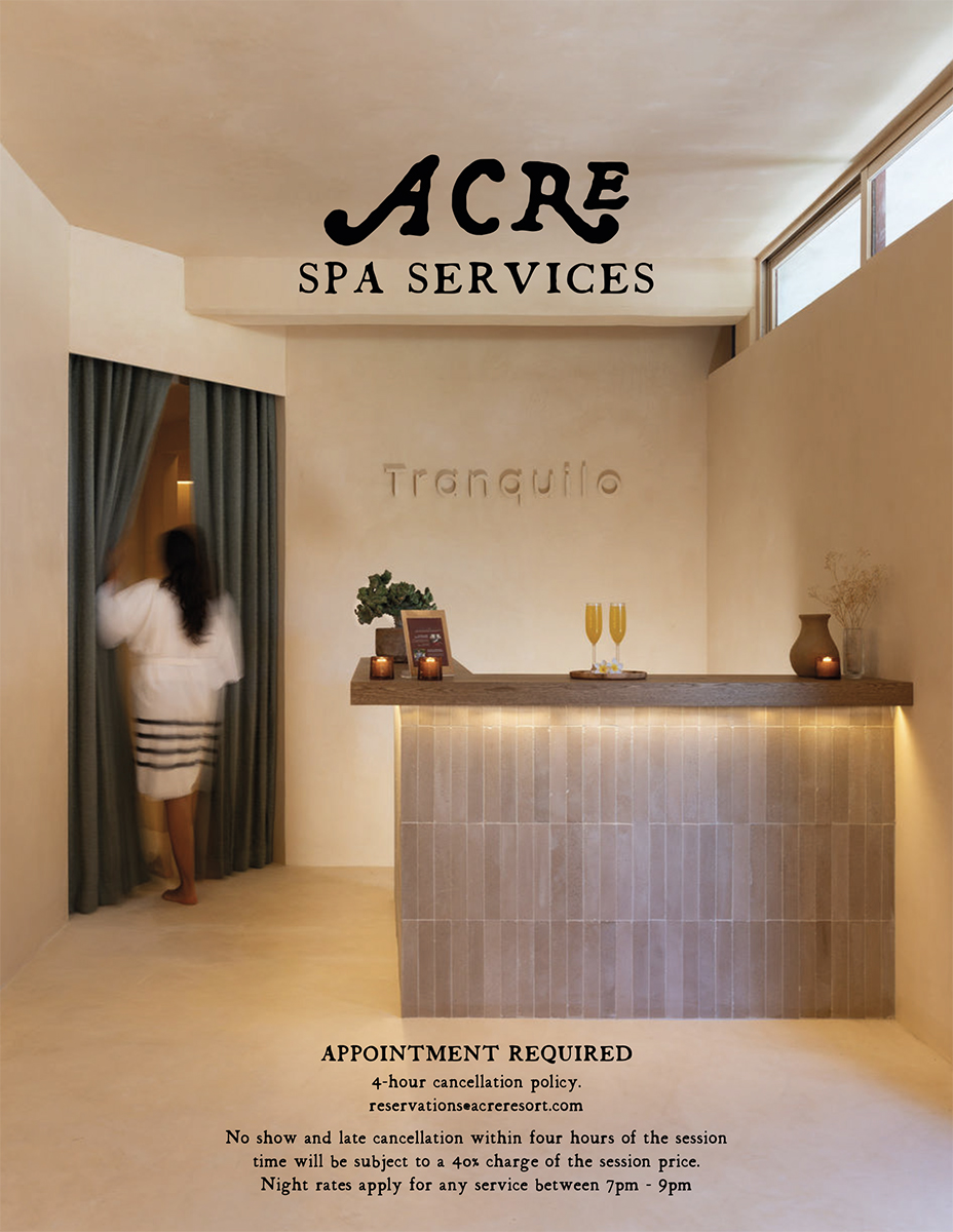 Acre spa menu 2026 eng